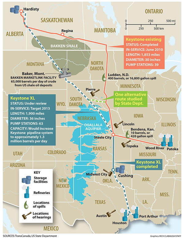 Keystone XL pipeline Map