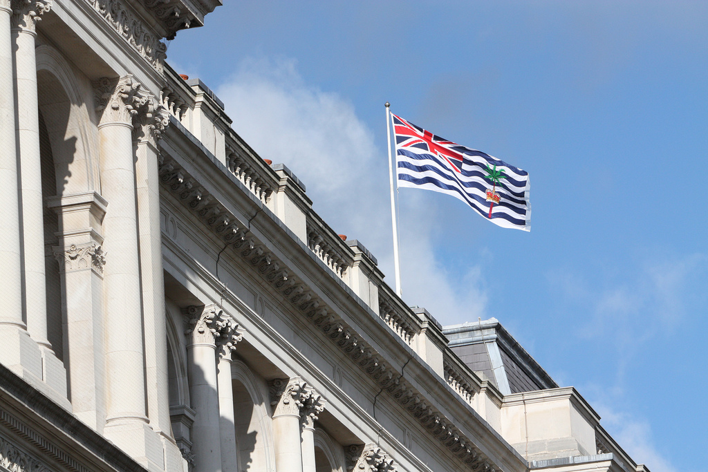 The flag of British Indian Ocean Territory flies on the Foreign Office building in London. Photo:  Foreign and Commonwealth Office  (CC BY-ND 2.0) 