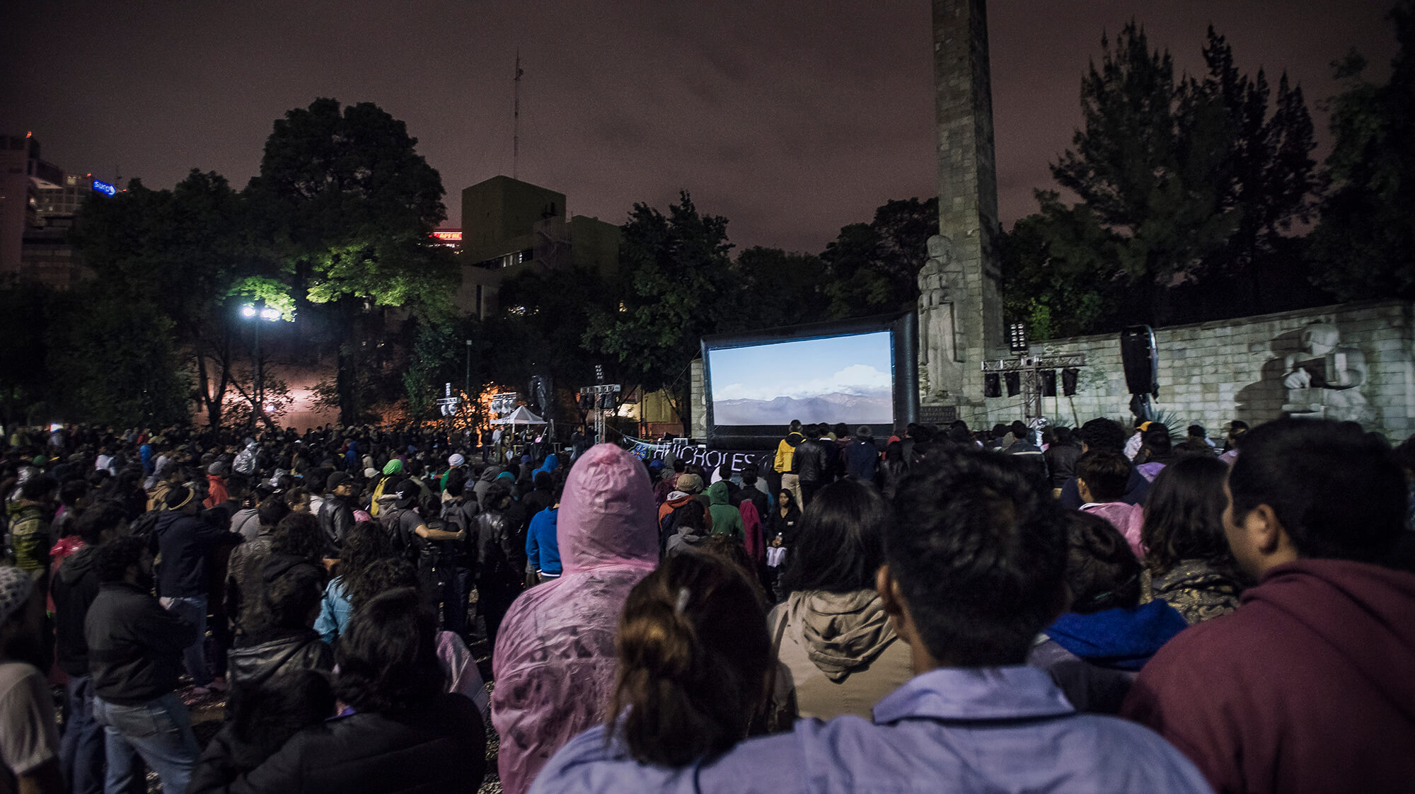 Despite a rainstorm and a last-minute change of venue, more than 2,500 turned out for the film's outdoor screening in Mexico City. (Credit: José Andrés Solórzano)