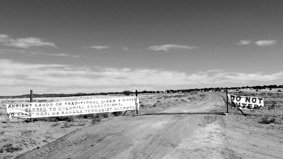 This sign was posted at an entrance to the HPL, saying that Hopi Rangers and federal government officials are not welcome. (WNV / NaBahe Kateny Keediniihii)