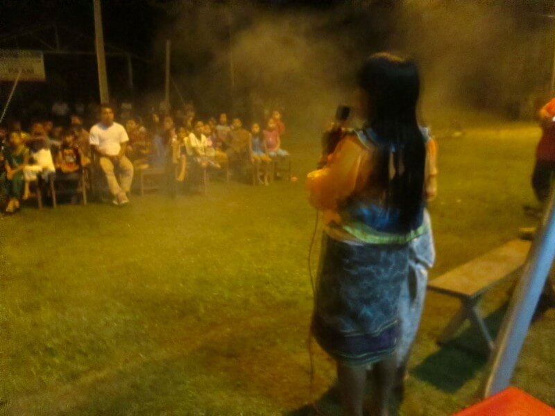 Elder telling a story at the festival in Nueva Betania. Photo provided by the project.