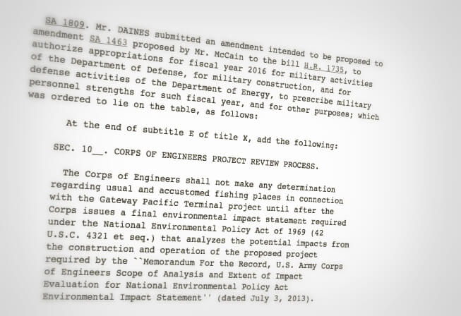 Excerpt of Senate Amendment (S.A.) 1809, proposed by Senator Daines on June 8, 2015