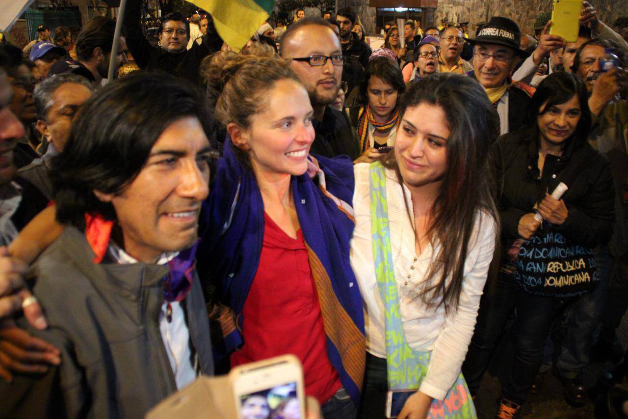 Manuela Picq (center) and Carlos Perez Guartambel (left). (Photo: CONAIE)