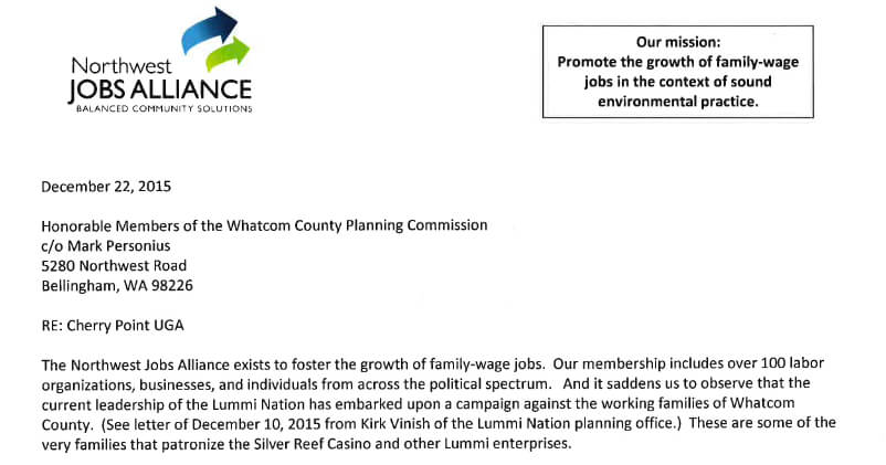 Excerpt from NWJA’s December 22 comment letter to the Whatcom County Planning Commission
