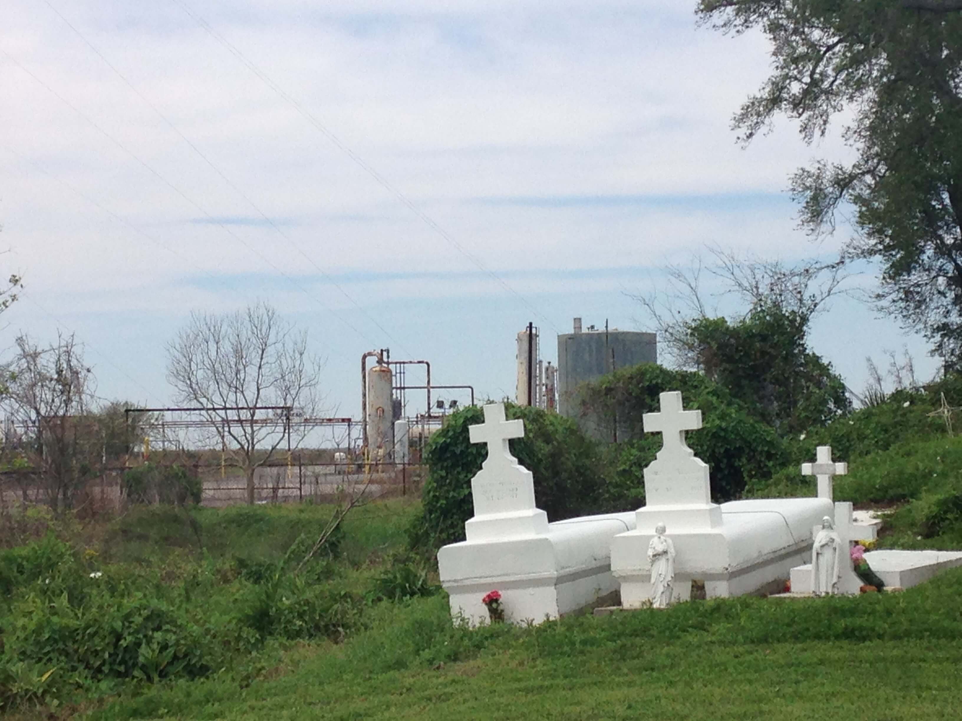 A graveyard on top of an Indian Mound in Chauvin, LA. Photo: Bennett Collins