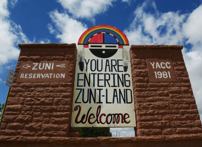 Zuni Reservation welcome sign.