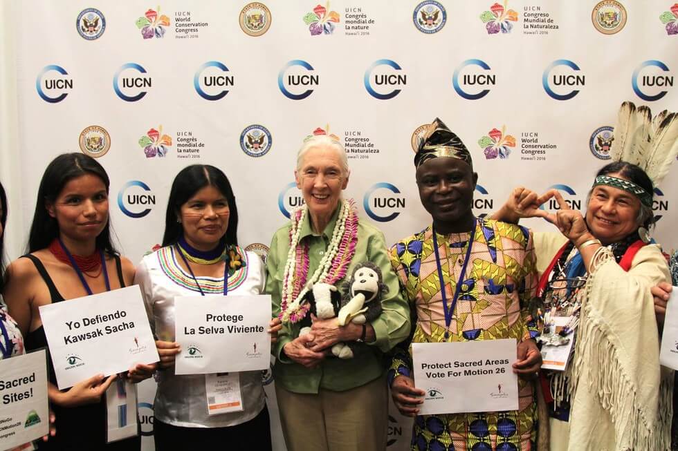 Indigenous sacred site custodians with Dr Jane Goodall
