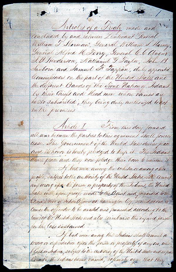 Sioux treaty 1 from national archives