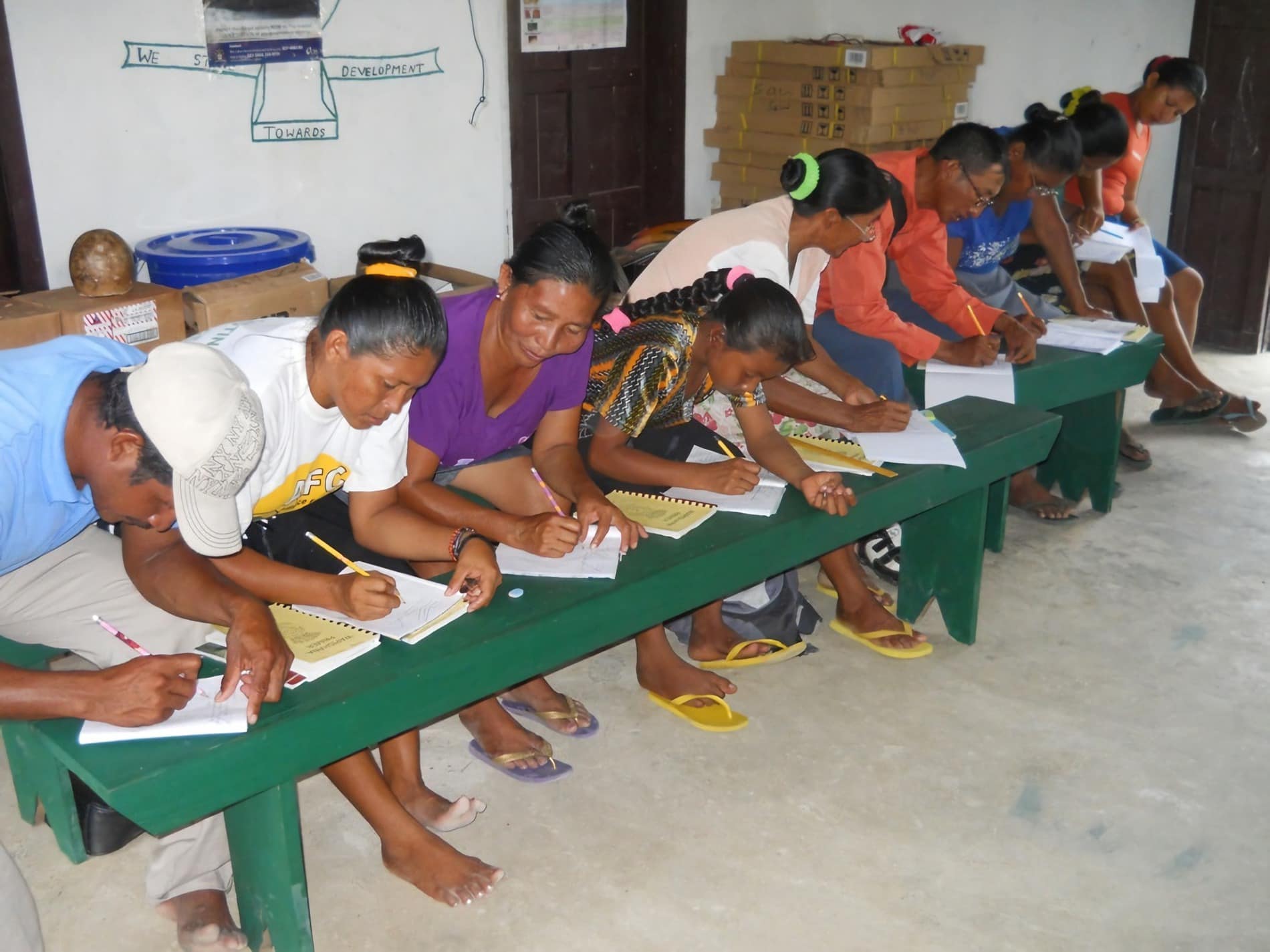 Students learning to read and write