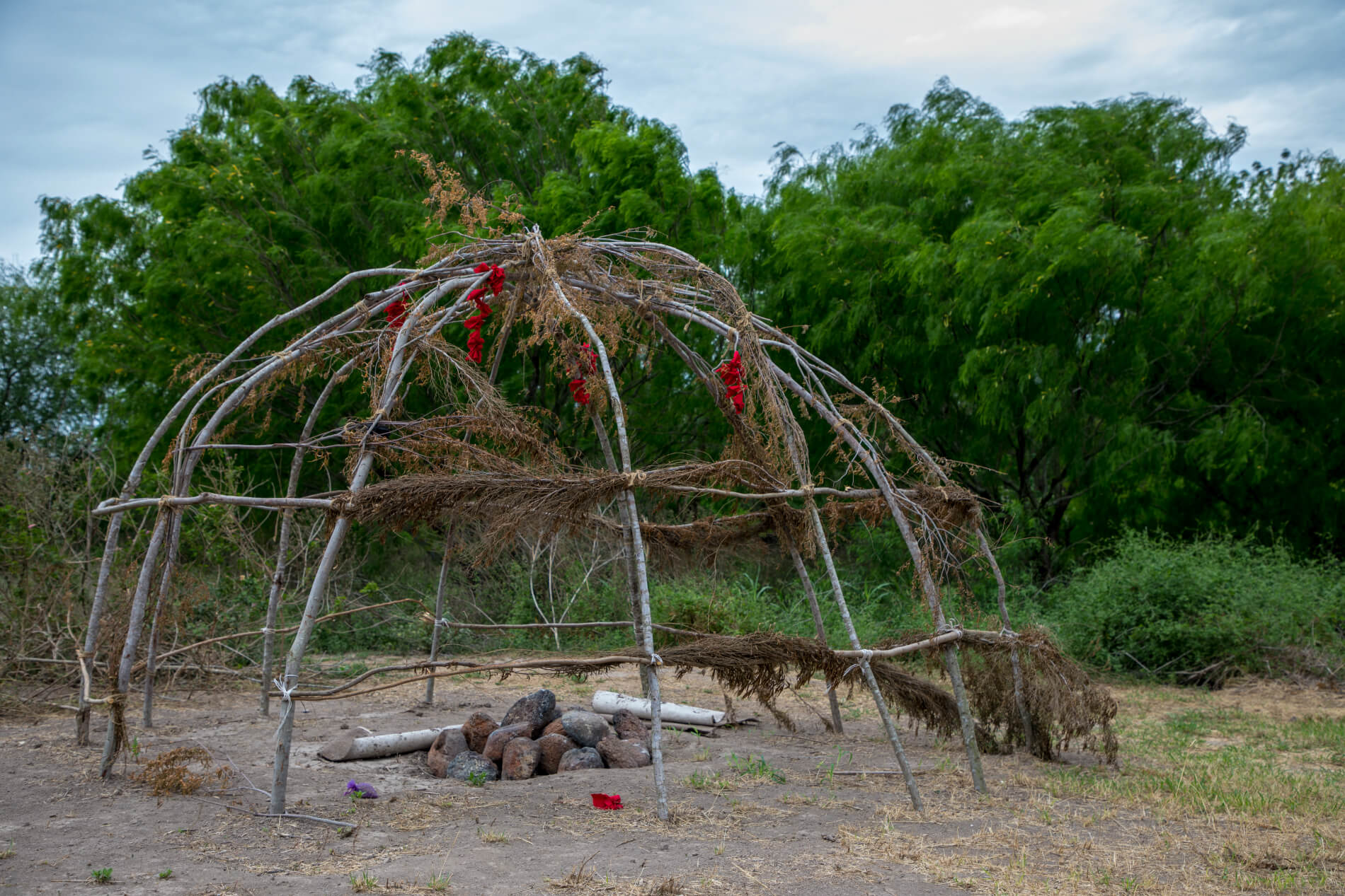Completed sweat lodge at the Esto'k Gna's Mariposa Village