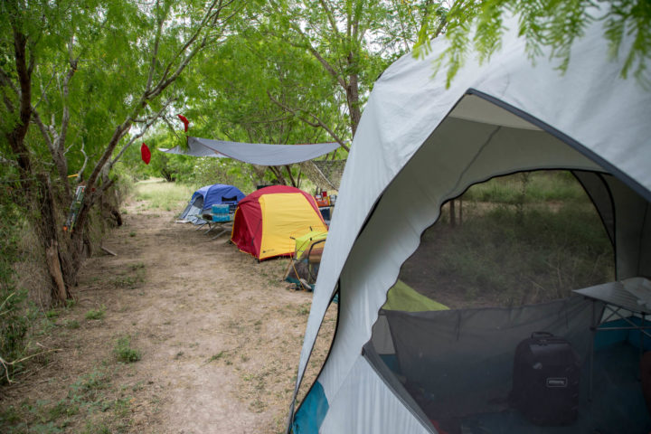 Tents set up in the initial days of Mariposa Village