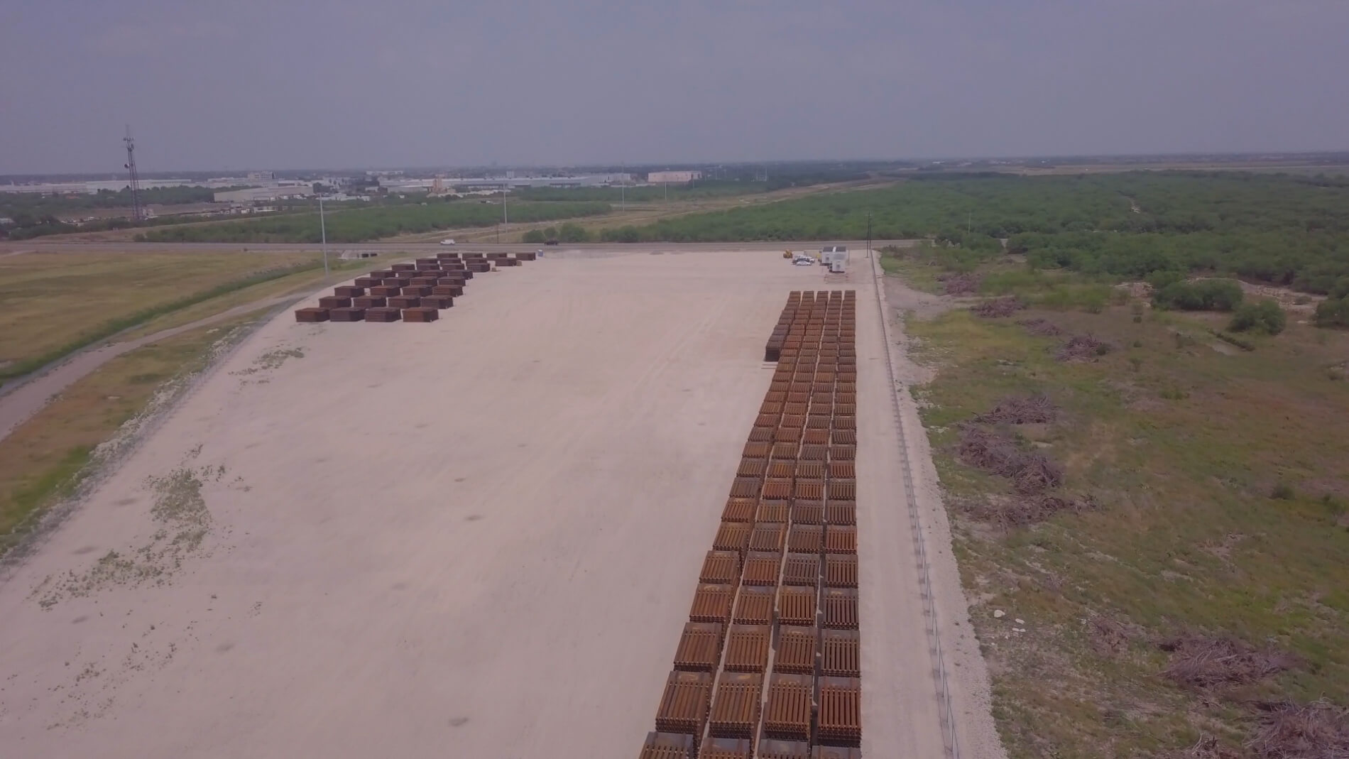 Slats of border wall held at storage facility