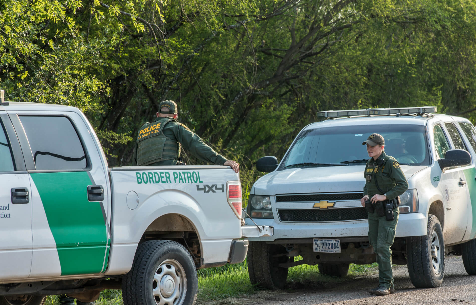 Border Patrol officers on the U.S.-Mexico Border in San Juan, TX.