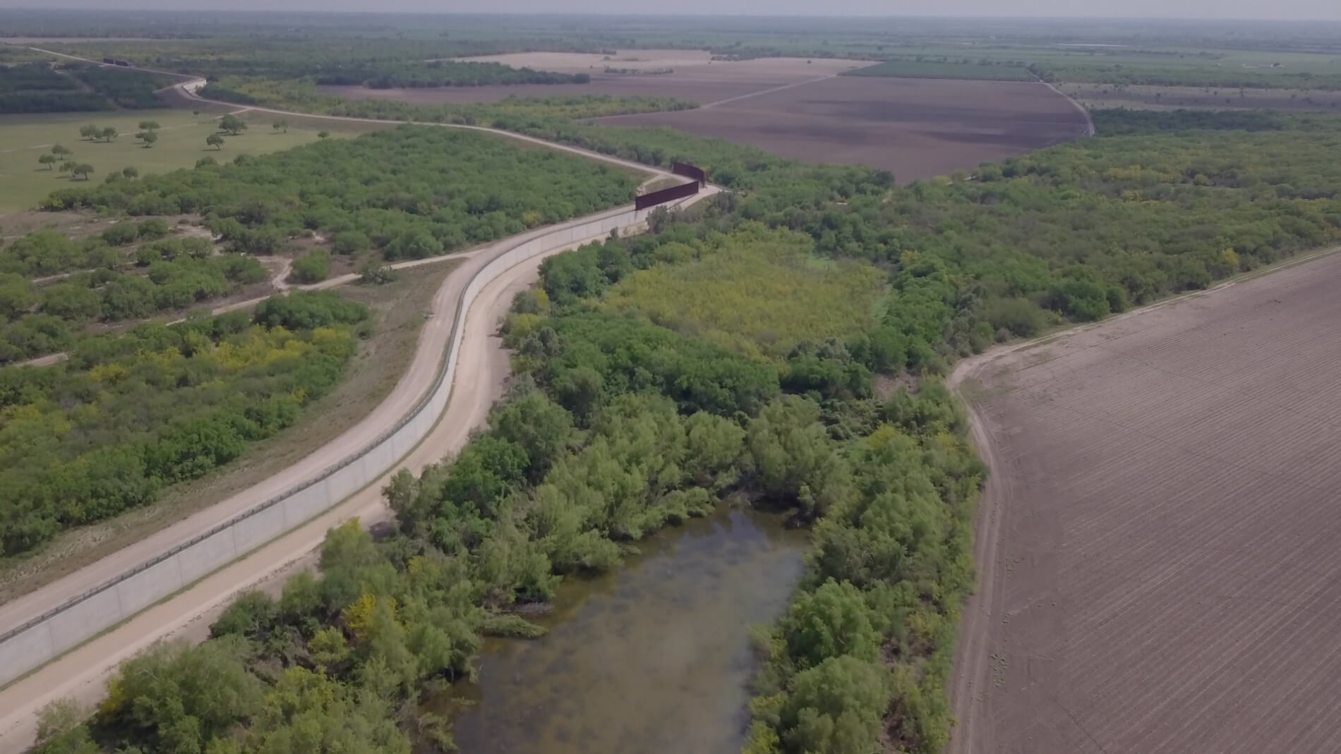 Section of border wall in the Rio Grande Valley.
